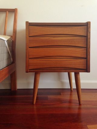 Vintage Danish Teak Kristiansen Chest Of Drawers Nightstand Mid Century Vodder