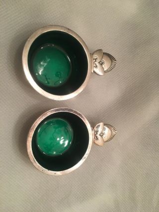 Sterling Silver & Enamel Georg Jensen Salt Cellar Dish Cactus Denmark