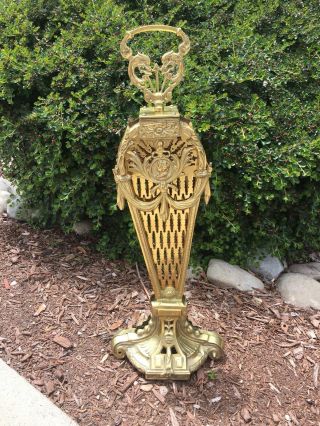 Vintage Antique Style Folding Peacock Fan Shaped Fireplace Fender Screen