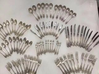 Again Wallace Grande Baroque Sterling Silver Flatware 12 96pcs
