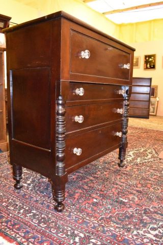 Antique Empire Style Chest Of Drawers Bedroom Dresser Glass Knobs
