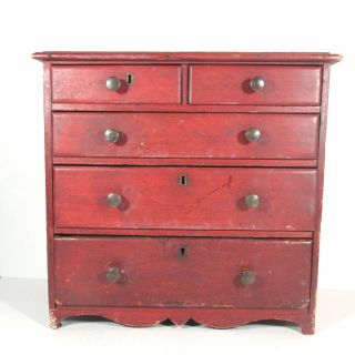 Antique Miniature 5 Drawer Chest Of Drawers Dresser 15 1/4 " Tall By 16 " Across