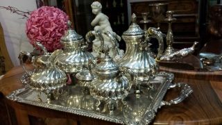 3530g Masterpiece Sterling Silver Flutted Colonial Style Coffee Tea Set 6 Items