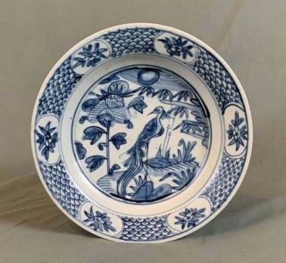Blue Chrysanthemum Shipwreck Porcelain Large Crane Dish Kangxi C1660
