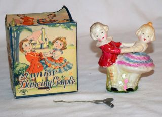 Unusual Boxed Prewar Japan Celluloid Junior Dancing Couple -