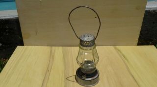 Antique Perko Wonder Junior Tin Glass Kerosene Ice Skaters Skating Lamp