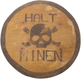 Germany Sign Stop Mines Skull And Bones Ww2 Military Wwii Plywood German Halt