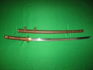 Japanese Pre Ww2 Army Sword With Old Blade And Familie Mon