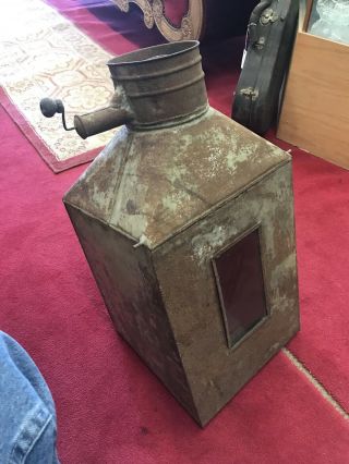 Vintage Antique Tin Hoosier Cabinet Flour Sifter Bin Glass Window Metal W/ Crank