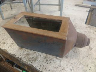 Antique Tin Flour Bin Sifter Hoosier Cabinet Attached Oak Glass Door For Restore