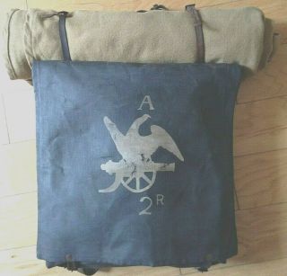 Rare Old Civil War Confederate Knapsack & Butternut Blanket