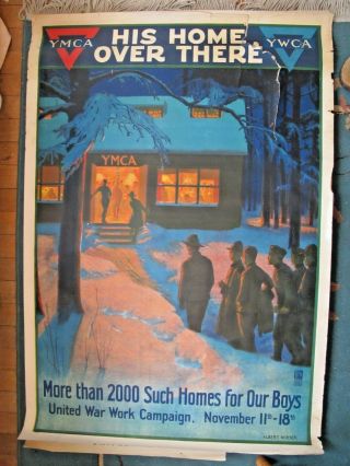 War Work Campaign World War 1 Poster His House Over There Ymca Fair