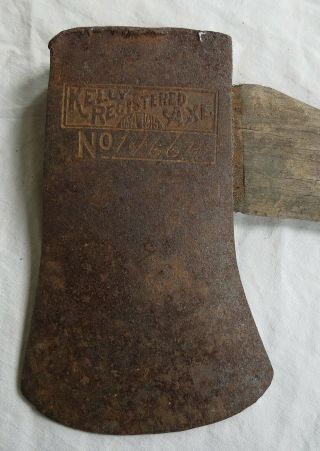 Kelly Registered Axe 14664 Embossed 1915 Single Bit Vtg Old Antique
