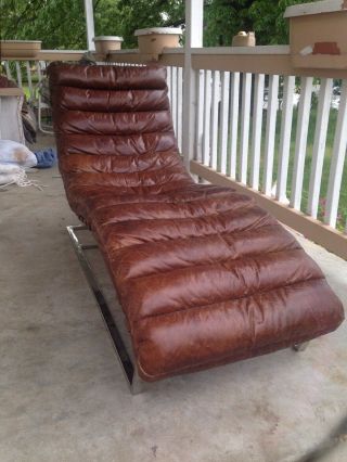 Very,  Very,  Rare Restoration Hardware Leather And Chrome Chaise Lounge