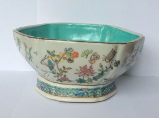 Antique Qing 19th C Famille Rose Footed Stem Bowl Tongzhi C1862 A/f