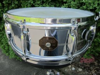 Gretsch Stop Sign Badge 5x14 Chrome Over Brass 4160 Snare Drum Vintage 1970 