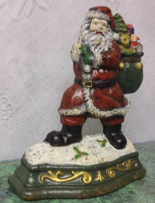 Vintage Signed Wright Studios Heavy Cast Iron Santa Christmas Toys Bag Door Stop