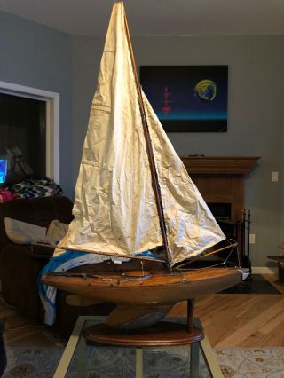 Antique Pond Sailboat Boat 5 