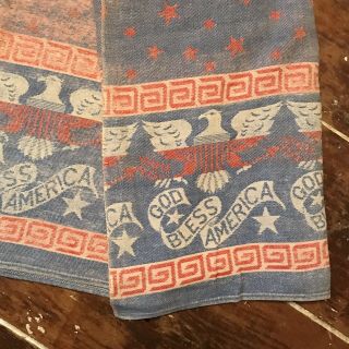 Vintage God Bless America Camp Blanket Cotton Beacon Heritage Usa Red - White - Blue