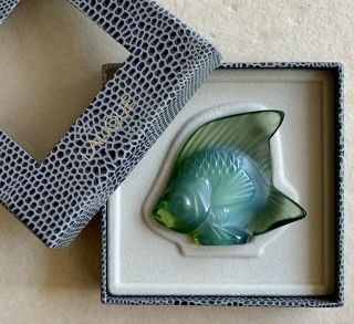 Vintage Lalique Crystal Poisson Blue Green Opalescent Fish Rare Color
