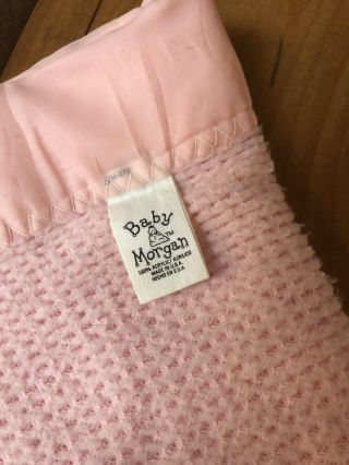 Vintage Baby Morgan Blanket Acrylic Thermal Waffle Weave Nylon Silky Binding Usa