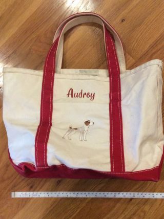 Vintage Ll Bean Boat & Tote Bag White,  Red Trim Freeport Me Usa