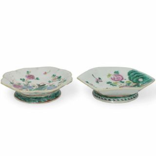 Two Large Antique Chinese Famille Rose Porcelain Footed Bowls