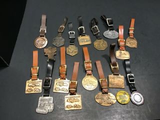Estate Lof Of 17 Vintage Watch Fobs Case Ih Caterpillar John Deere Union Yale