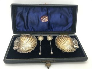 Antique 1896 William Hayes Sterling Silver Master Salt Set - Birmingham