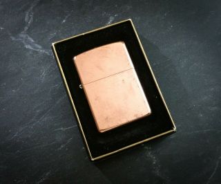 Zippo Solid Copper Lighter D 03 Patina Vintage W/ Box
