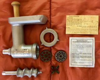 Kitchenaid Vintage Food Chopper Meat Grinder Attachment Hobart - Fg Metal Rare