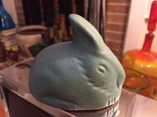 Vintage Arts & Crafts Van Briggle Pottery Rabbit Figurine Blue Green Color