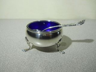 Vintage Dunkirk Silversmiths Sterling Silver Salt Cellar & R.  Blackinton Spoon