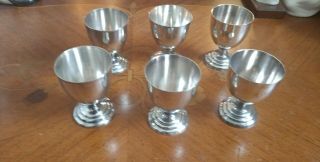 Set Of 6 Vintage Estate Sterling Silver Wine Cordials 136 Grams 2.  5 " H X 1.  5 " W