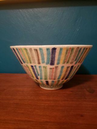 Vtg Mid Century Modern Large Alvino Bagni Italy Pottery Colorful Glaze Raymor
