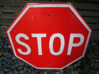 Vintage Heavy Metal Embossed Stop Sign