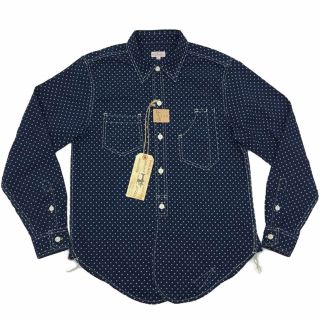 Bob Dong Wabash Indigo Work Shirt Vintage Button - Down Star Print Casual Shirts