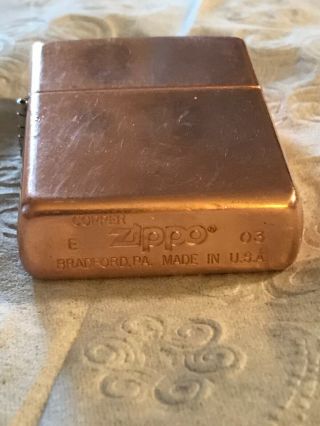 Vintage Copper Zippo E 03