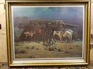 G.  Harvey Framed Print " Meeting At The Border " - Early Work,  1971 Western Scene