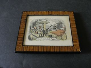 Apple Cider Press At Work - “cider” - 1800s Hand Colored Framed Lithograph.
