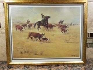 G.  Harvey Framed Print " Going To Mama " - Early Work,  1971 Western Scene