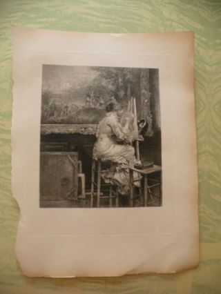 In The Lourve Paj Dagnan Bouveret,  Artist At Work,  Print Etched Bfk Rives Paper
